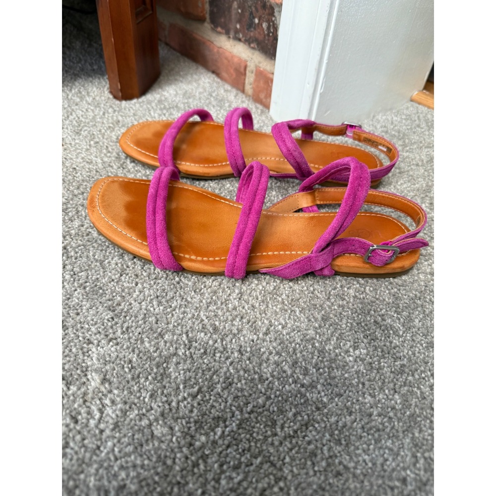UGG® mytis pink Strappy Flat Suede Ankle Strap flat sandals 9